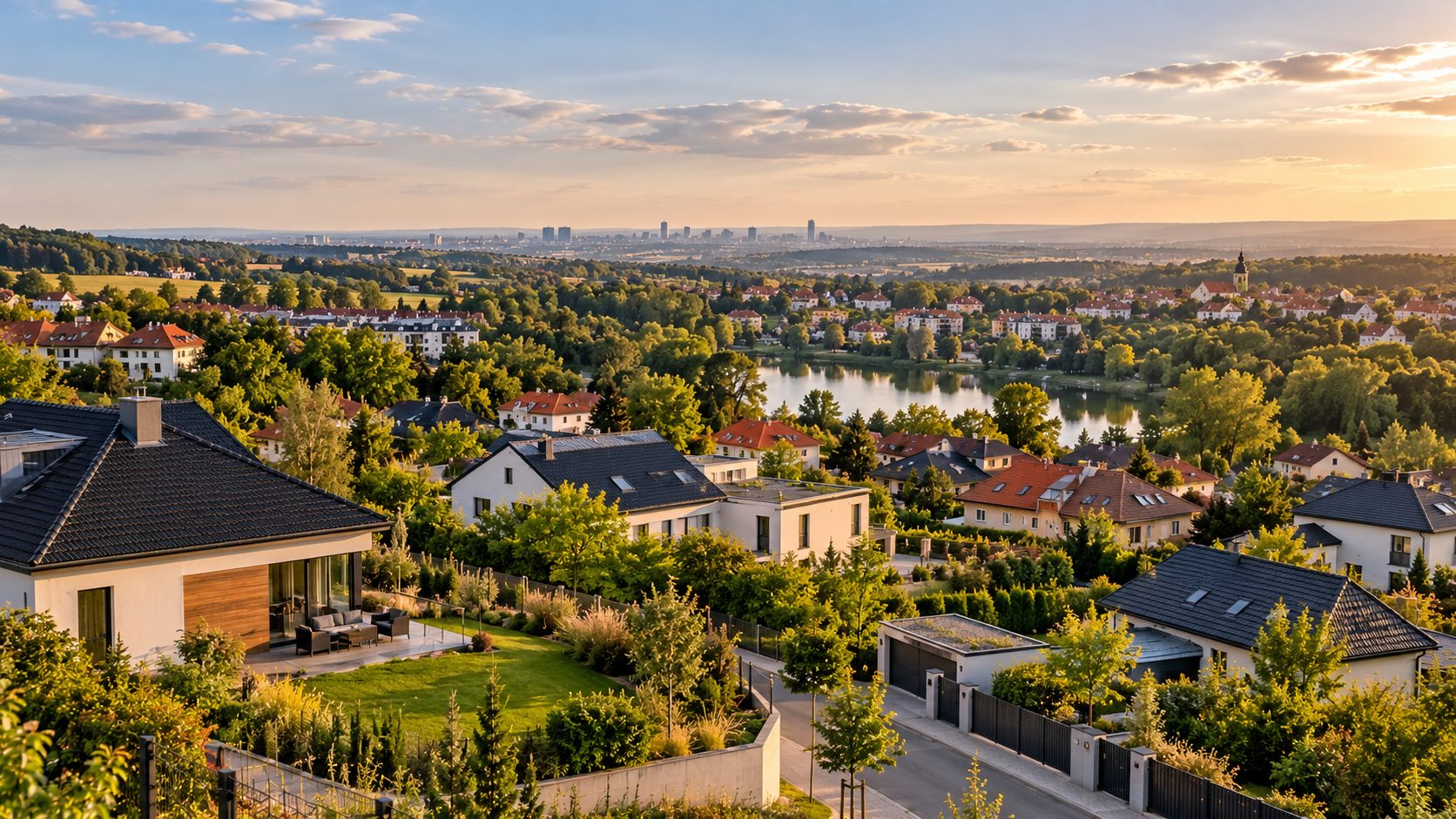 Rodinné domy v Dolních Břežanech, Středočeský kraj.